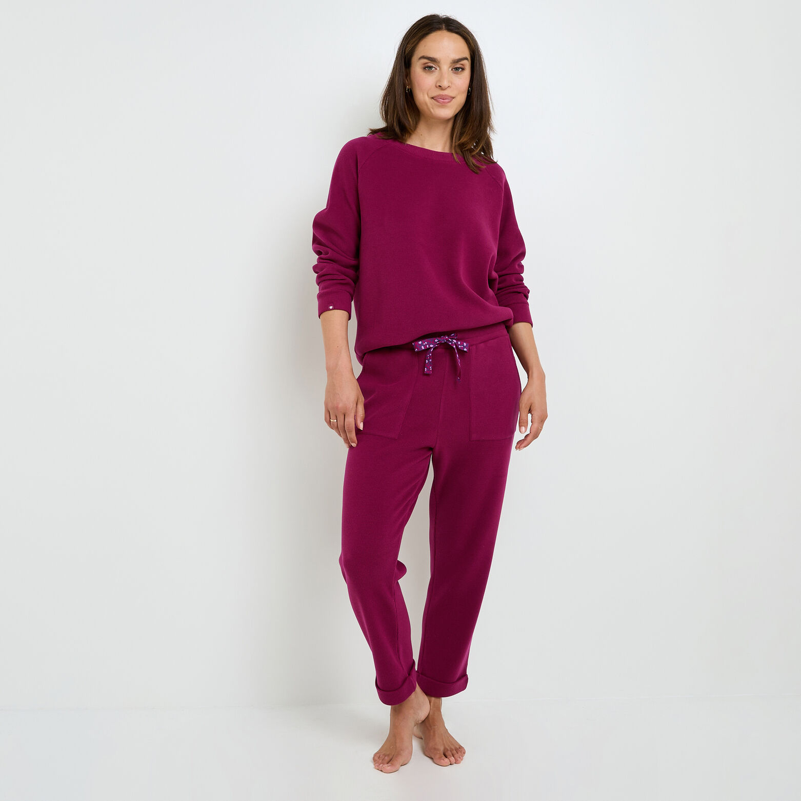 FAIENCE PANTALON DE PYJAMA BORDEAUX