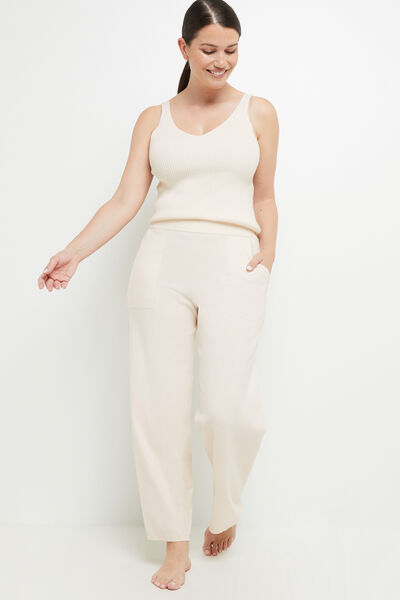 CAFE PANTALON LARGE VISCOSE ECRU
