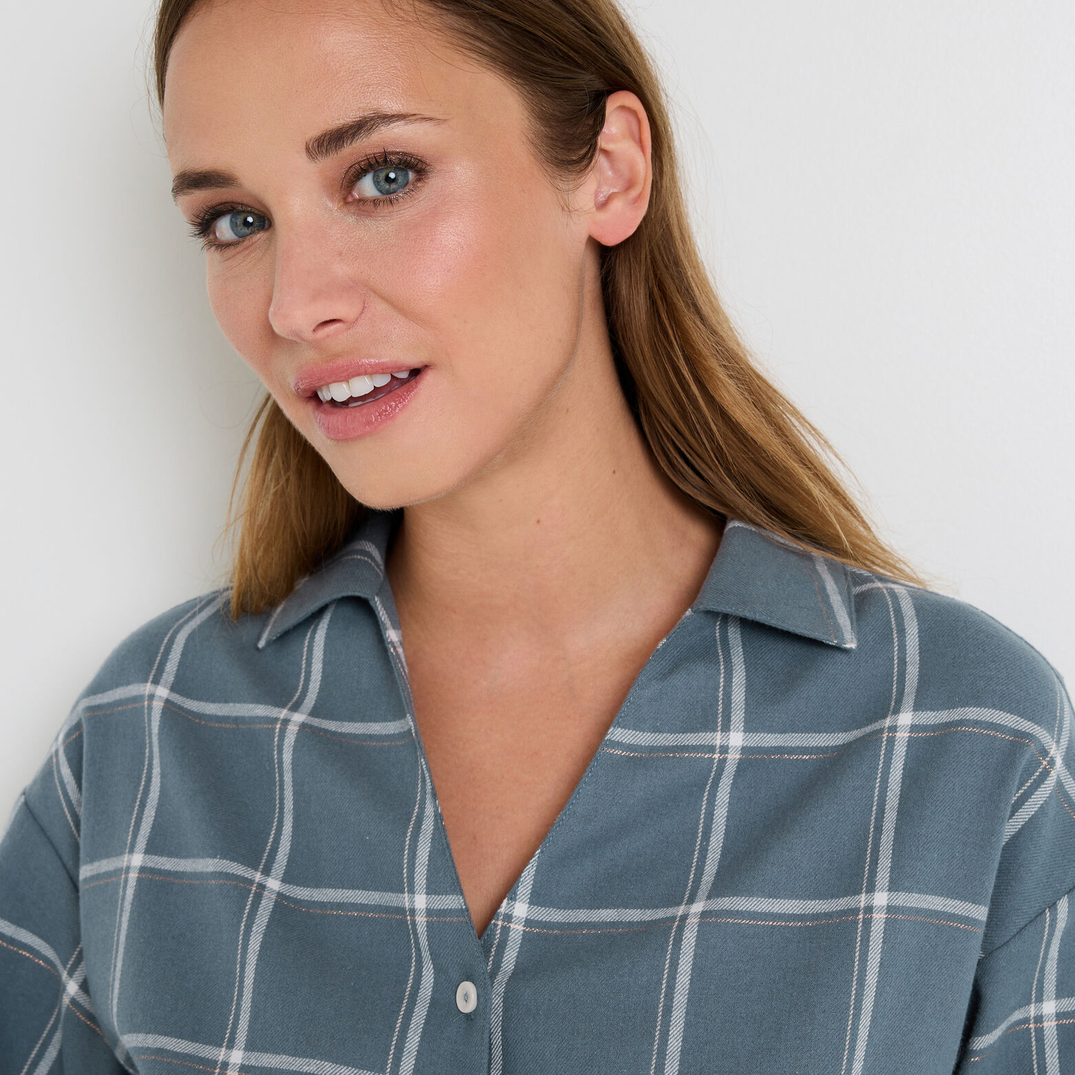 FAMILLE CHEMISE À CARREAUX FLANELLE MULTICO BLEU