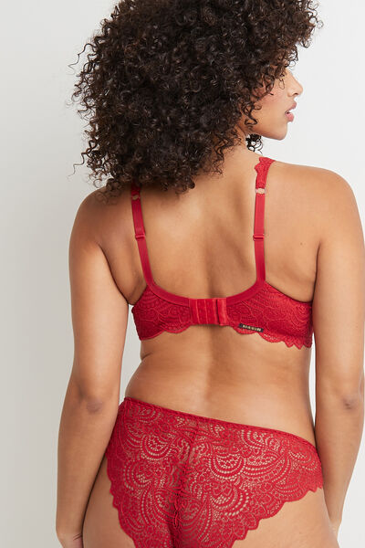 DENTELLE SOUTIEN-GORGE AMPLI FOULARD DENTELLE ROUGE
