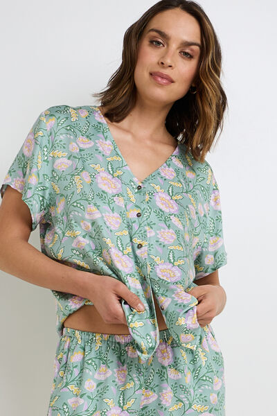 GABRIELLE PYJAMA SHORT MULTICO VERT