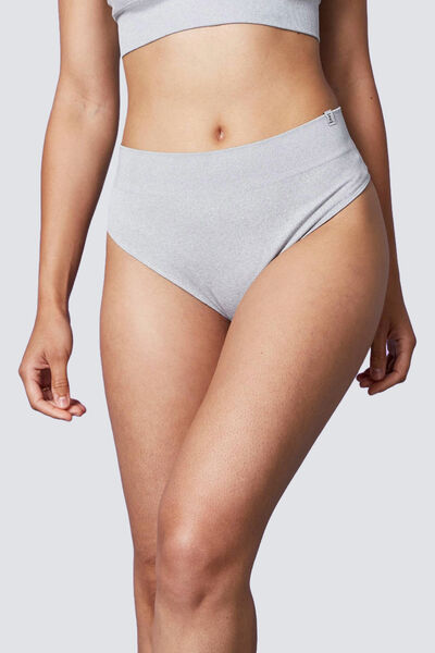 TANGA TAILLE HAUTE SANS COUTURE GRIS