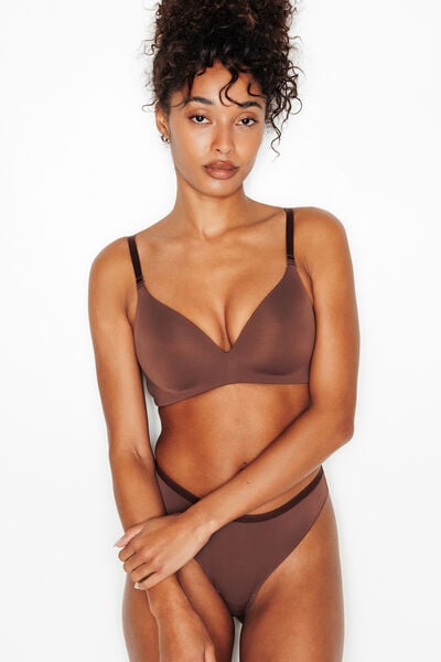 SOUTIEN-GORGE SANS ARMATURES AMPLI MICROFI MARRON