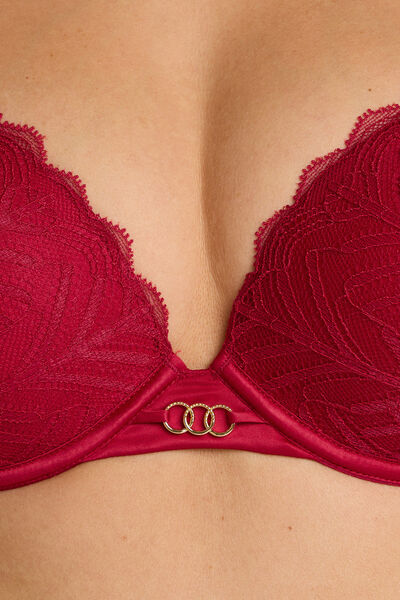 FEMME SOUTIEN-GORGE AMPLIFORME PUSH-UP DENTELLE ROUGE