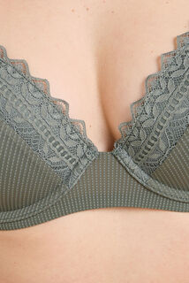 GAELLE SOUTIEN-GORGE AMPLIFORME DENTELLE ET MICROF KAKI