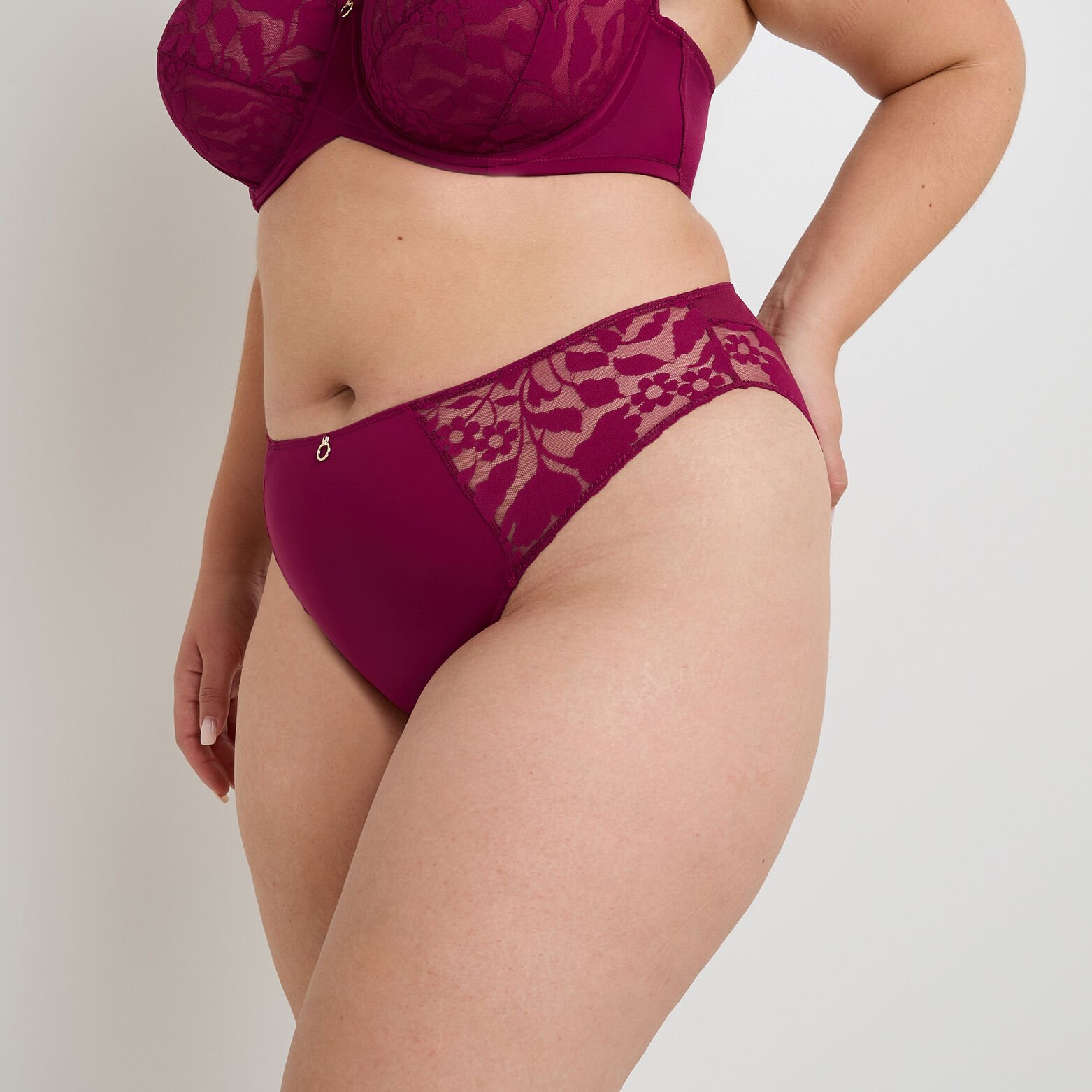 FRAN CULOTTE GRANDE TAILLE DENTELLE PRUNE