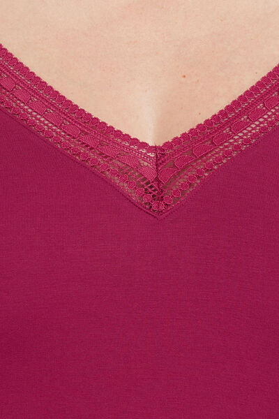 CAMILLE T-SHIRT MANCHES LONGUES VISCOSE PRUNE