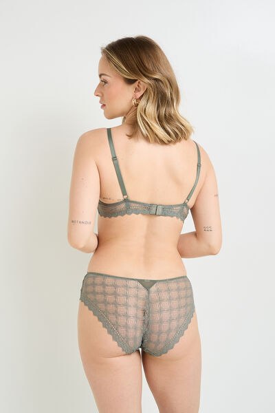 SHORTY DENTELLE ET MICROFIBRE KAKI