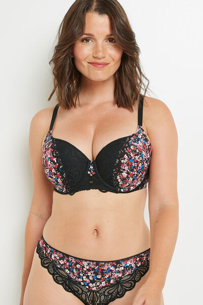 SYARA SOUTIEN-GORGE AMPLI EMBOITANT NOIR/ROSE