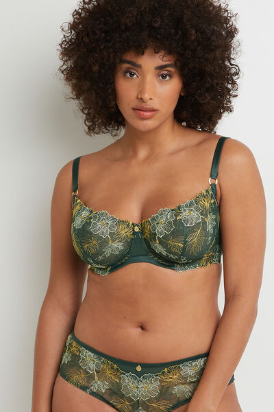 SOUTIEN-GORGE CORBEILLE TULLE VERT FONCE