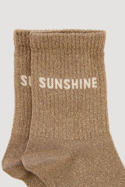 PAIRE DE CHAUSSETTES LUREX MARRON