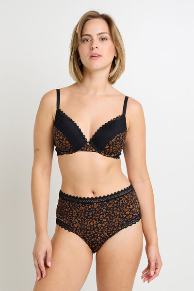 CULOTTE TAILLE HAUTE MICROFIBRE MULTICO NOIR