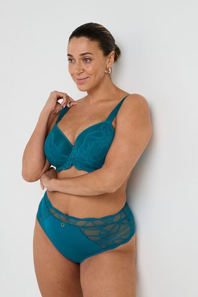 CULOTTE TAILLE HAUTE GRANDE TAILLE DENTELL TURQUOISE