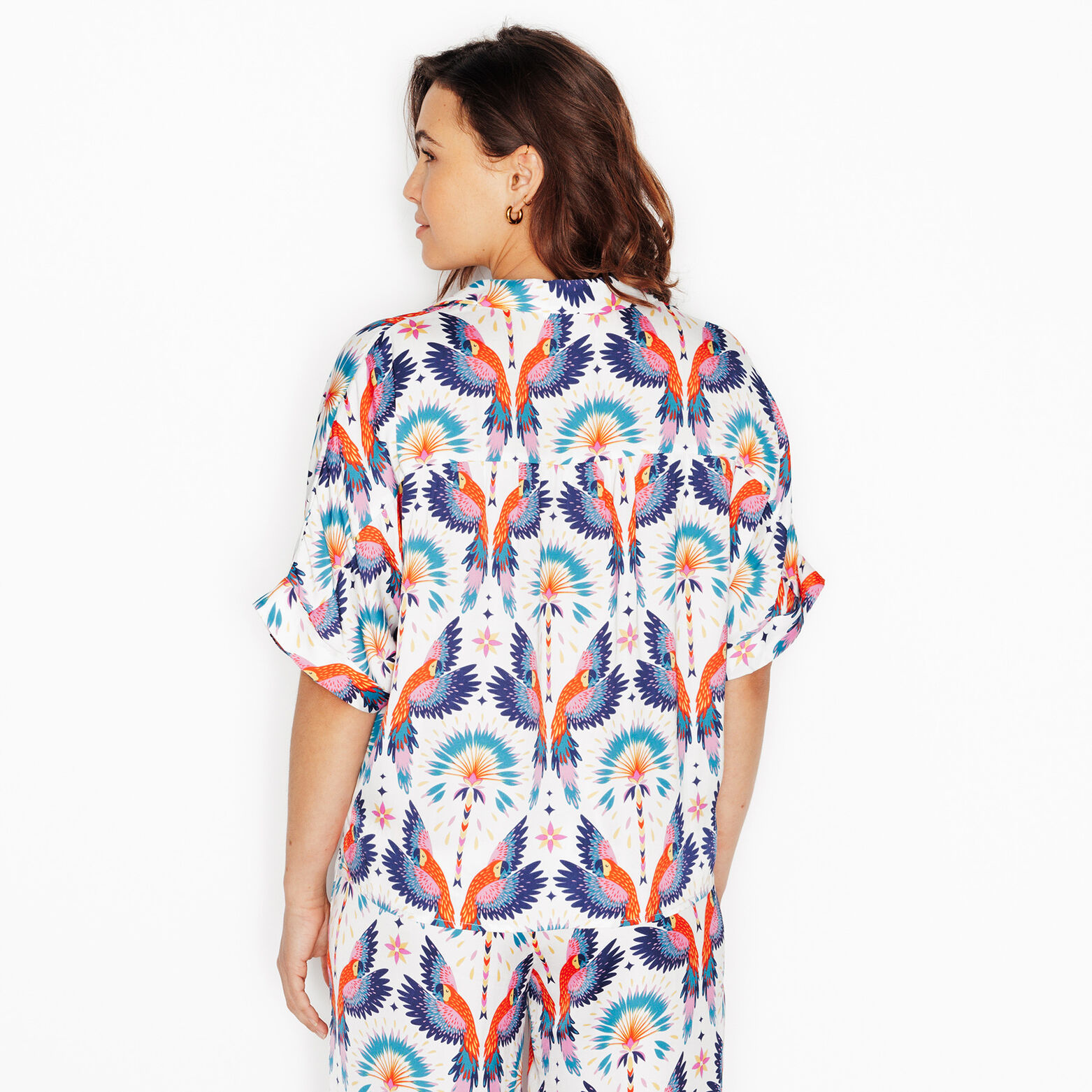 GIRLY CHEMISE MANCHES COURTES MULTICO BLANC