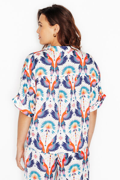 GIRLY CHEMISE MANCHES COURTES MULTICO BLANC