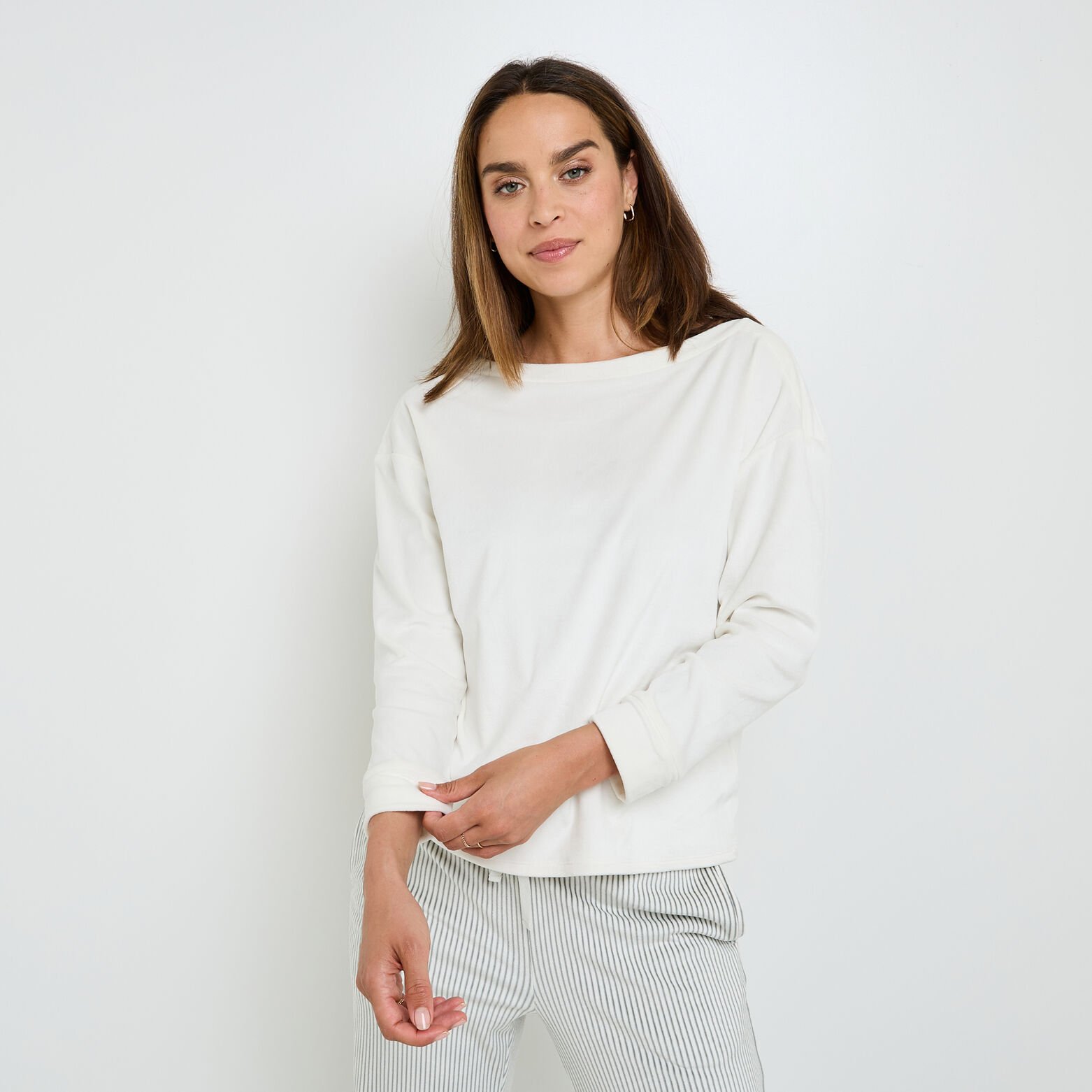 FLUFFY TEE-SHIRT MANCHES LONGUES ECRU