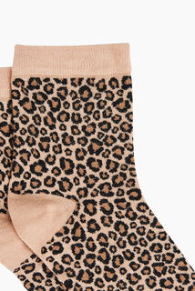 CARAMEL PAIRE DE CHAUSSETTES LEOPARD MULTICO MARRON