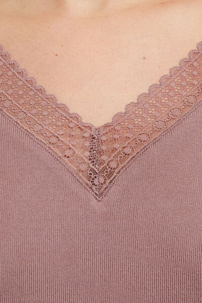 CHARMANTE TEE-SHIRT MANCHES LONGUES ROSE