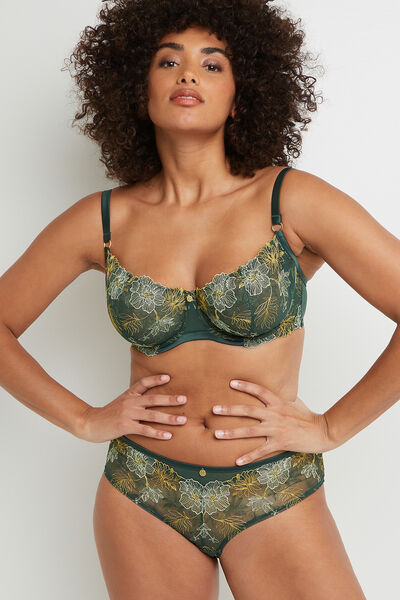 SHORTY TULLE BRODE VERT FONCE