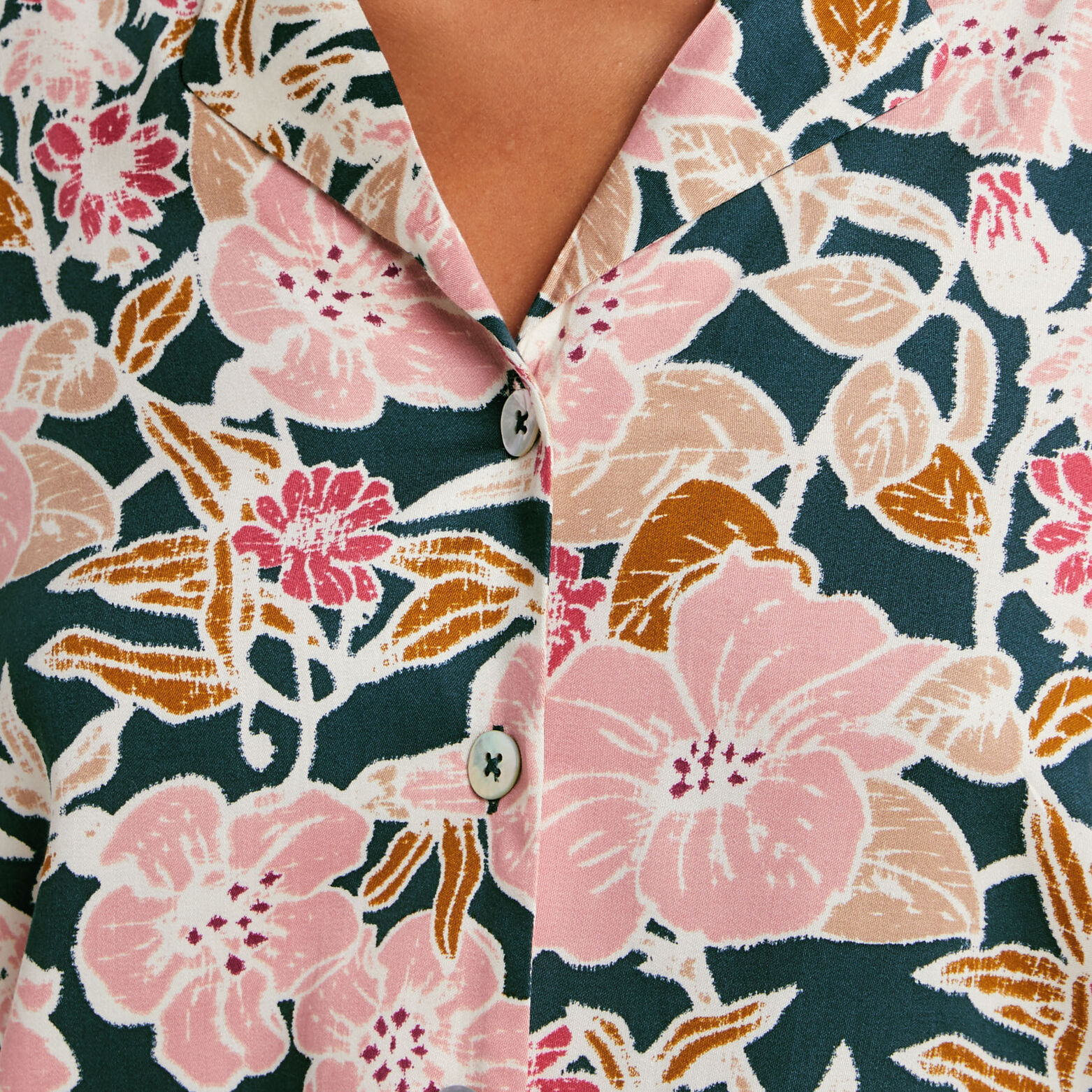 AROME CHEMISE DE PYJAMA VISCOSE VERT/ROSE