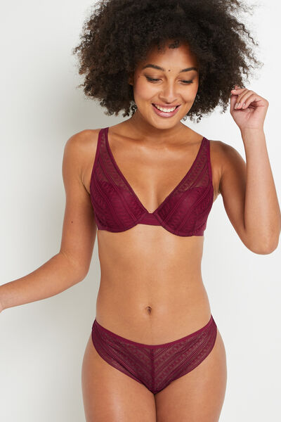 TANGA DENTELLE CERISE
