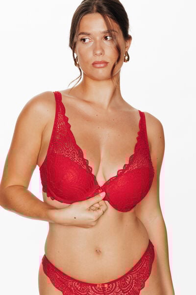 DENTELLE SOUTIEN-GORGE AMPLI FOULARD DENTELLE ROUGE
