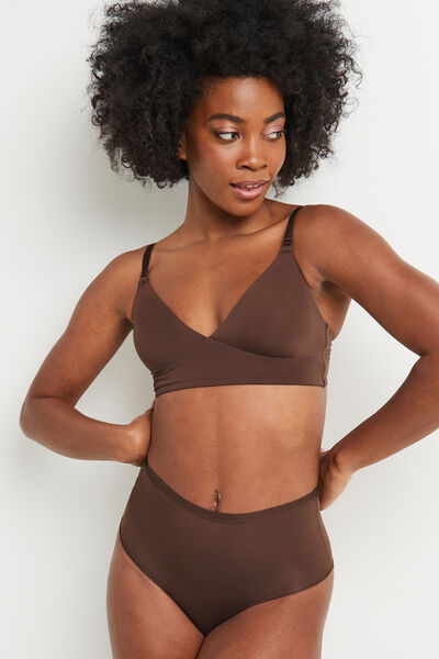 CULOTTE TAILLE HAUTE MICROFIBRE MARRON