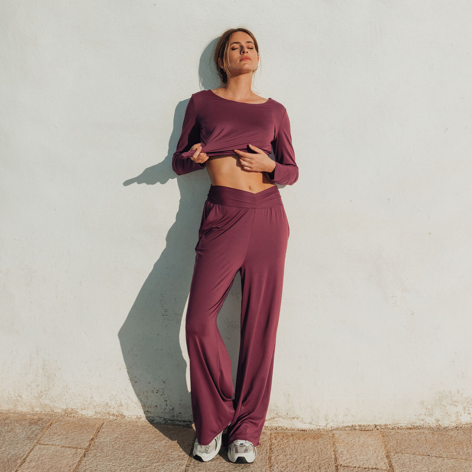 JOA PANTALON FLUIDE BORDEAUX
