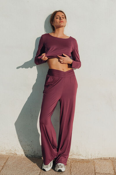 PANTALON FLUIDE BORDEAUX