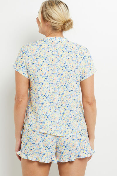 BEACH CHEMISE IMPRIME MULTICO BLEU