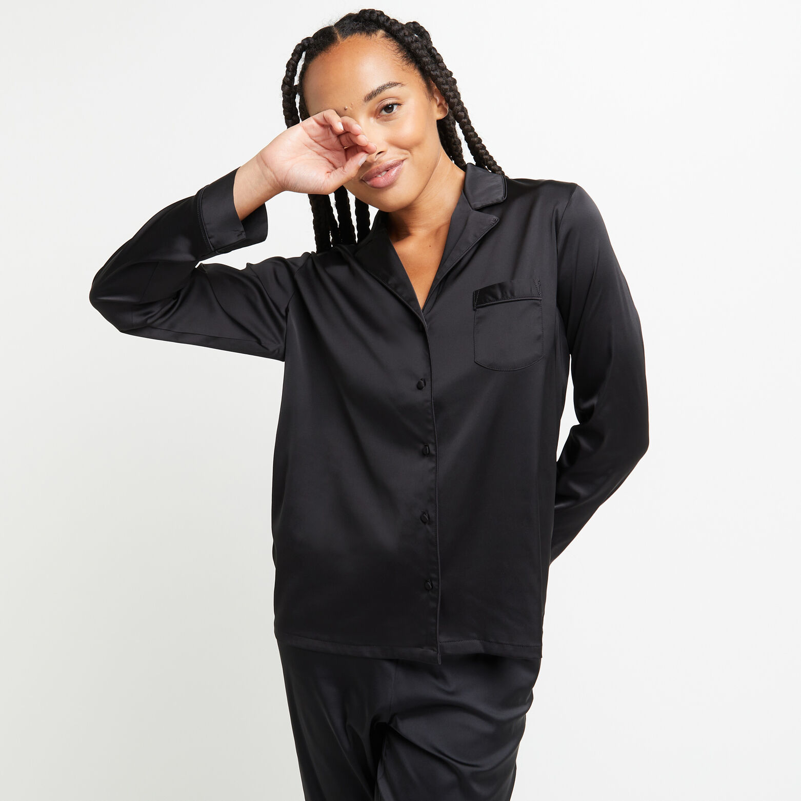 CHIMENE VESTE SATIN  NOIR