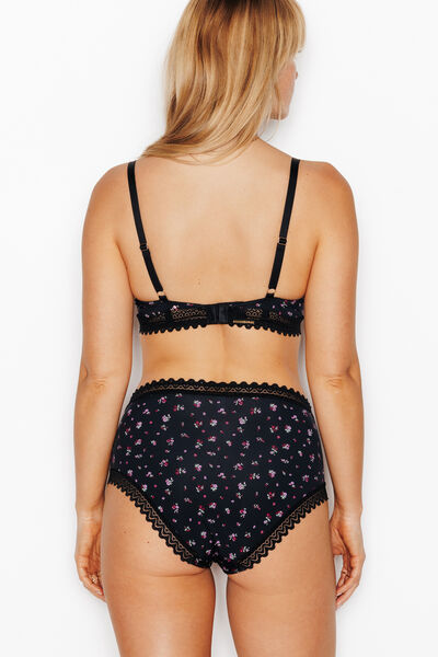 CULOTTE TAILLE HAUTE MICROFIBRE MULTICO NOIR