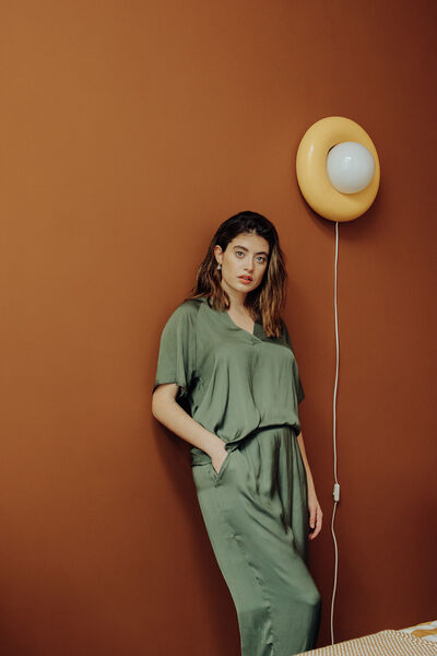 CARAMEL PANTALON SATIN MULTICO VERT