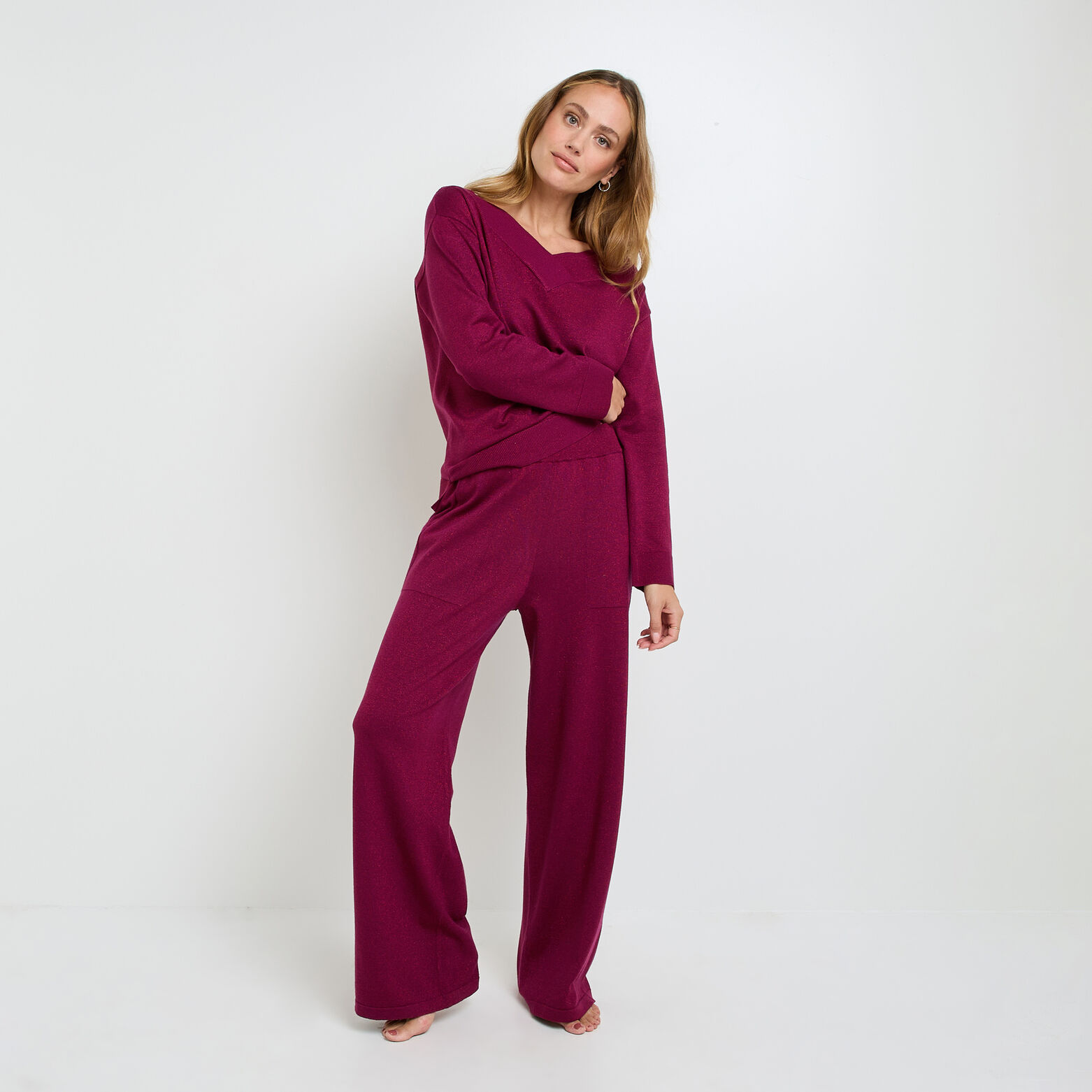 FANTASTIQUE PANTALON AVEC LUREX BORDEAUX
