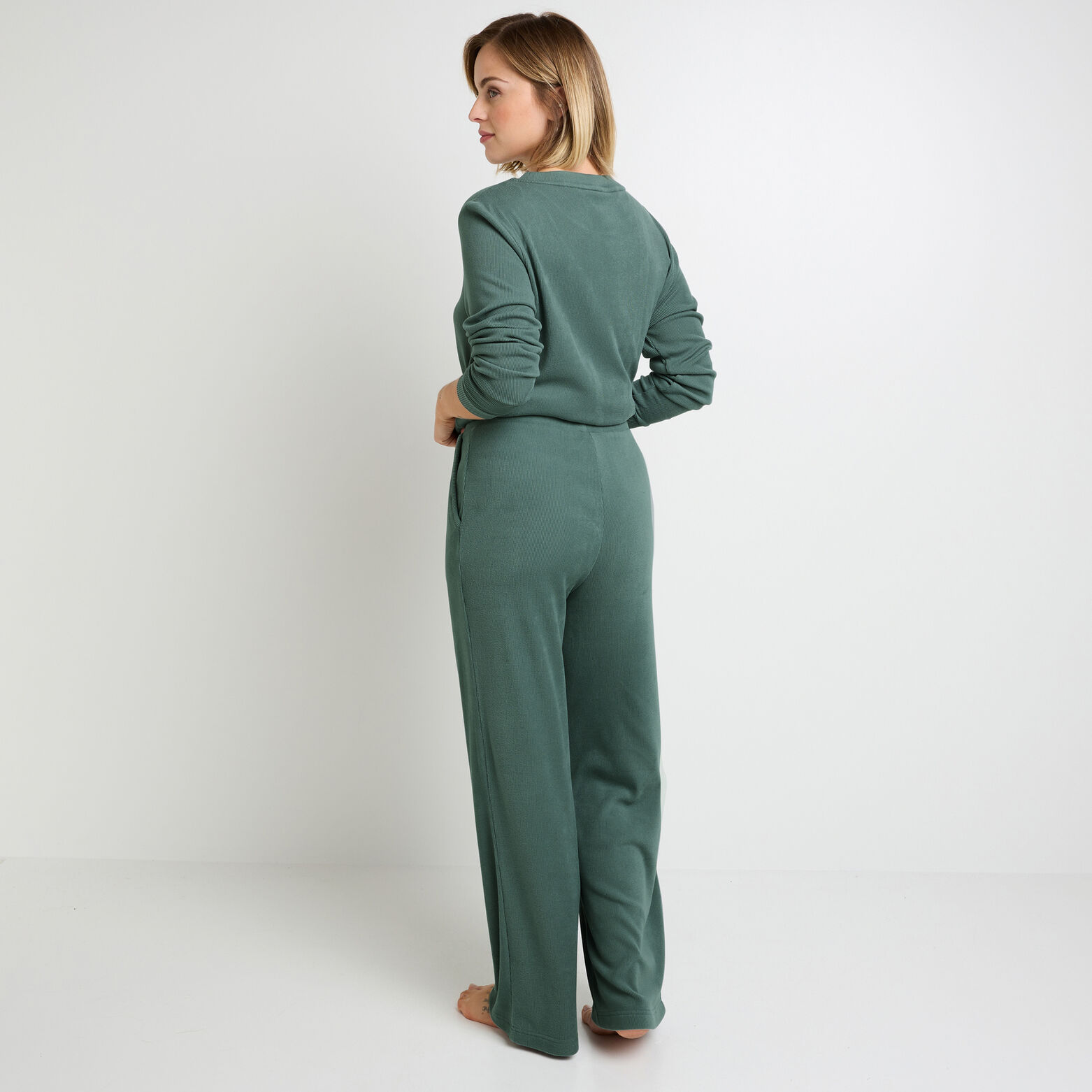 Ensemble FLOREAL pétrole tee-shirt manches longues & pantalon