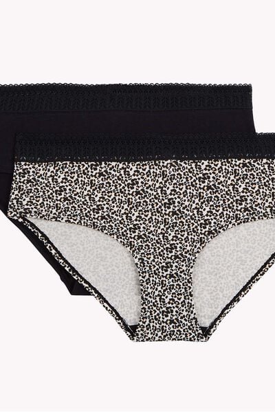 LOT DE 2 SHORTYS COTON MULTICO NOIR