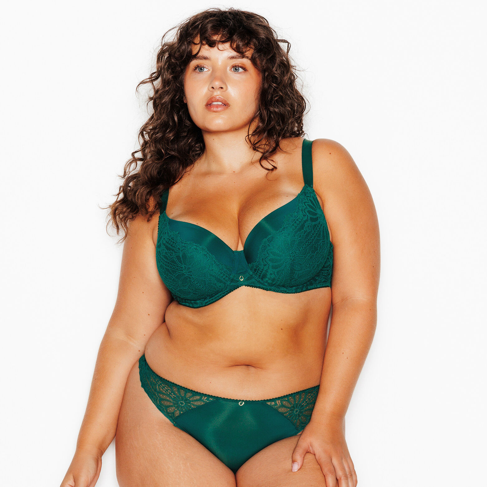 JANNEL SOUTIEN-GORGE AMPLIFORME DENTELLE VERT FONCE
