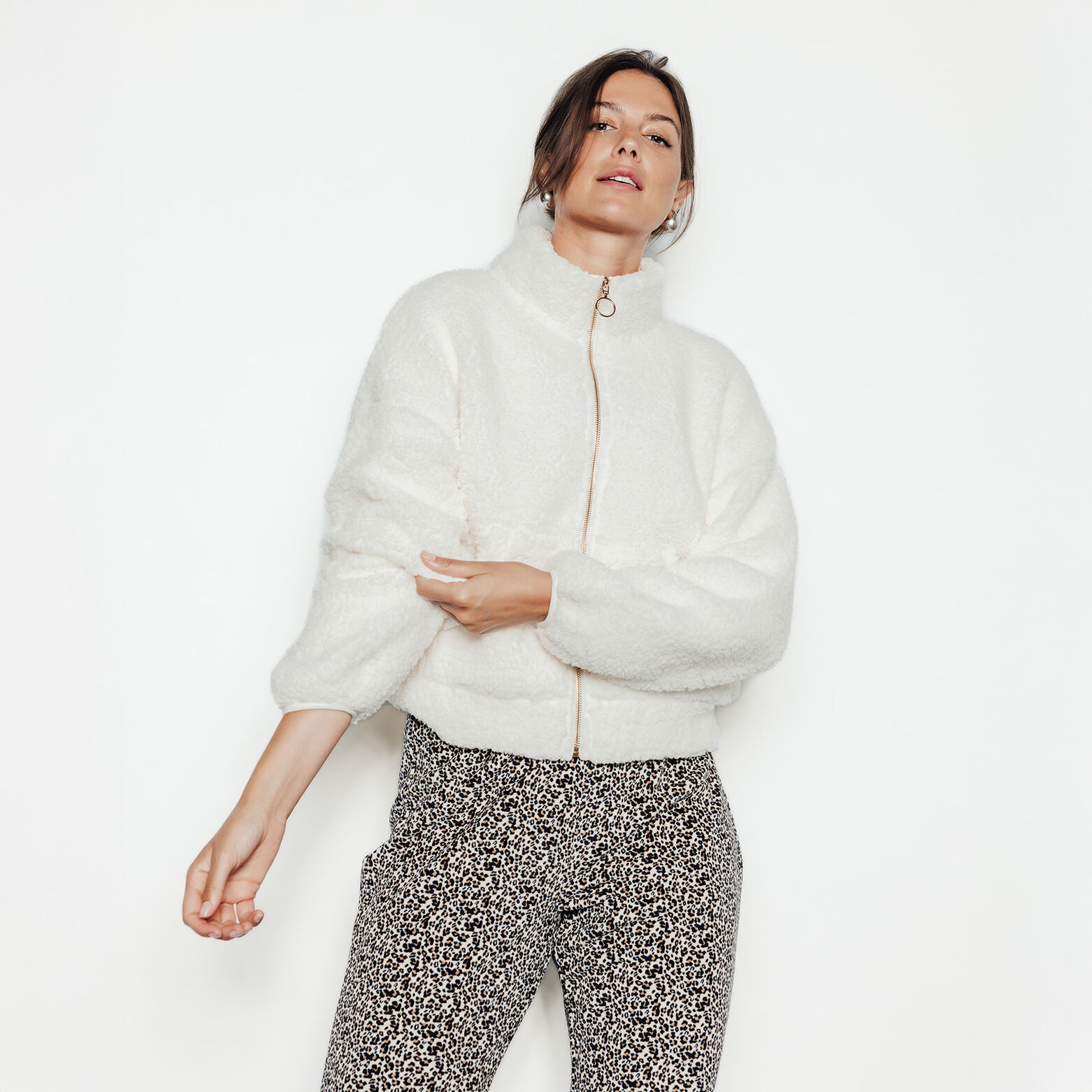 FLORAL VESTE FOURRURE ECRU