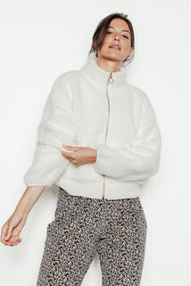 FLORAL VESTE FOURRURE ECRU