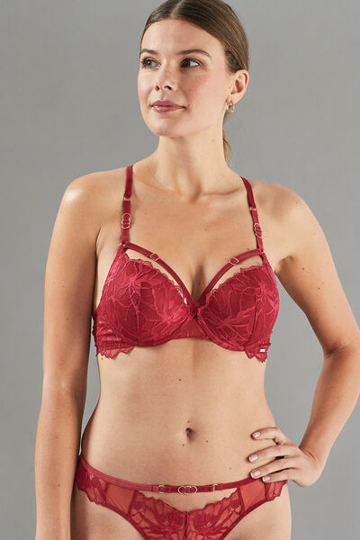 SOUTIEN-GORGE PUSH UP DENTELLE BORDEAUX