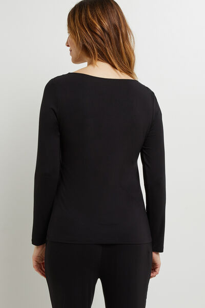 CAMILLE T-SHIRT MANCHES LONGUES VISCOSE NOIR