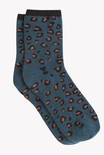 CIBOULETTE PAIRE DE CHAUSSETTES LEOPARD MULTICO BLEU