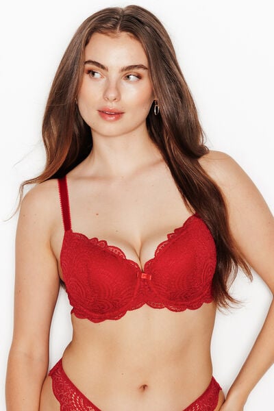 DENTELLE SOUTIEN-GORGE AMPLI DENTELLE ROUGE