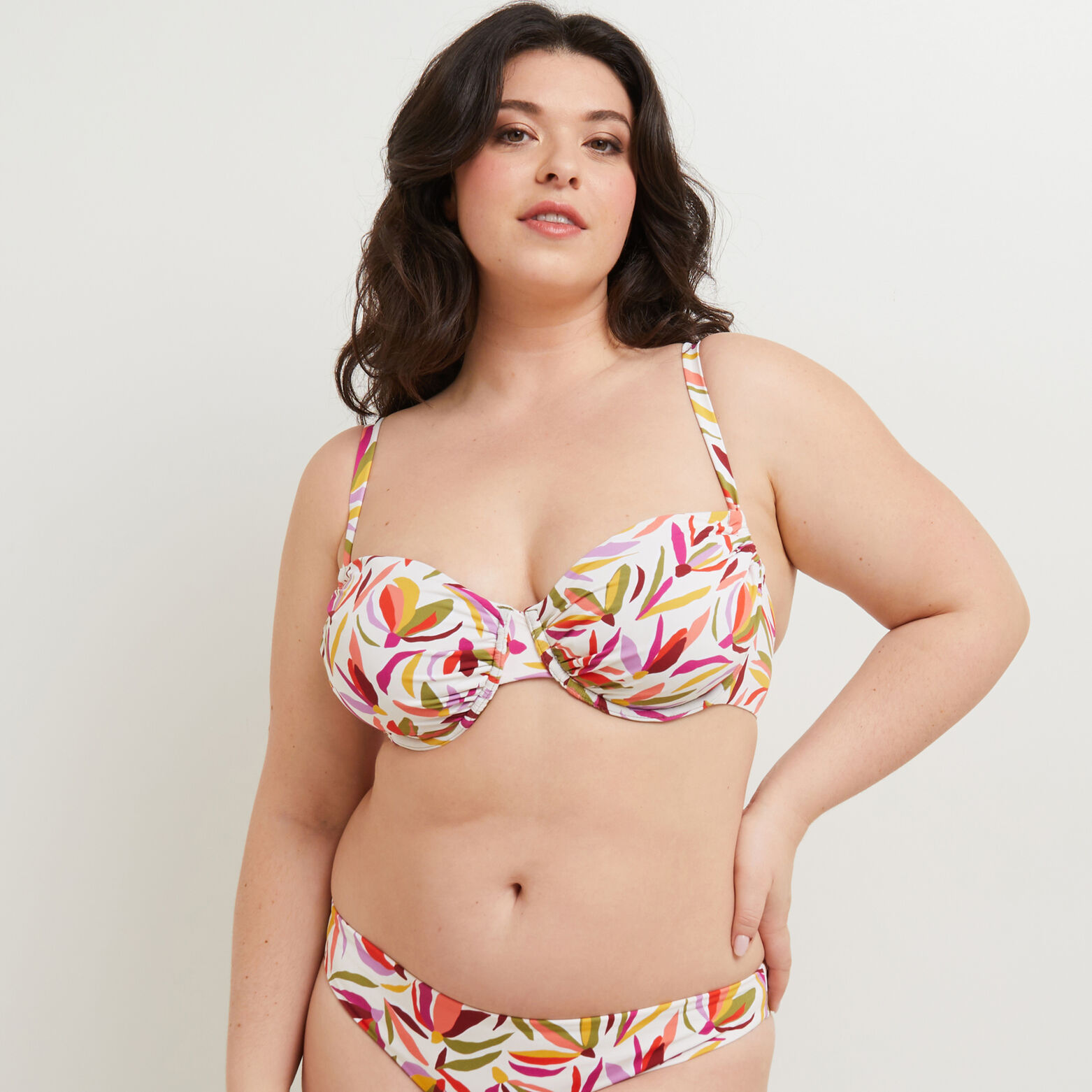 MAYA MAILLOT DE BAIN EMBOITANT COULISSE MULTICO BLANC