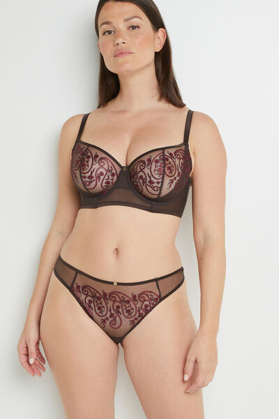 BAO STRING TULLE BRODE MARRON