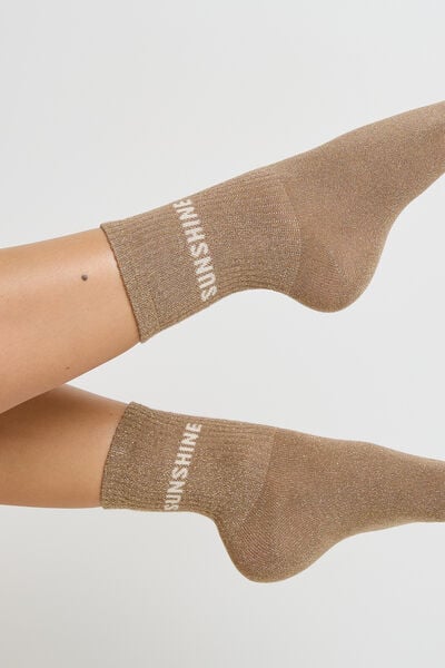 PAIRE DE CHAUSSETTES LUREX MARRON