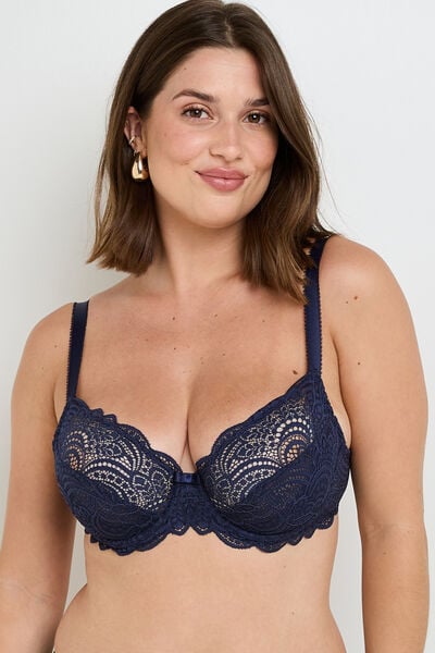 DENTELLE SOUTIEN-GORGE EMBOITANT DENTELLE MARINE