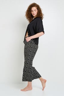 HALLY Pantalon de pyjama satin MULTICO NOIR