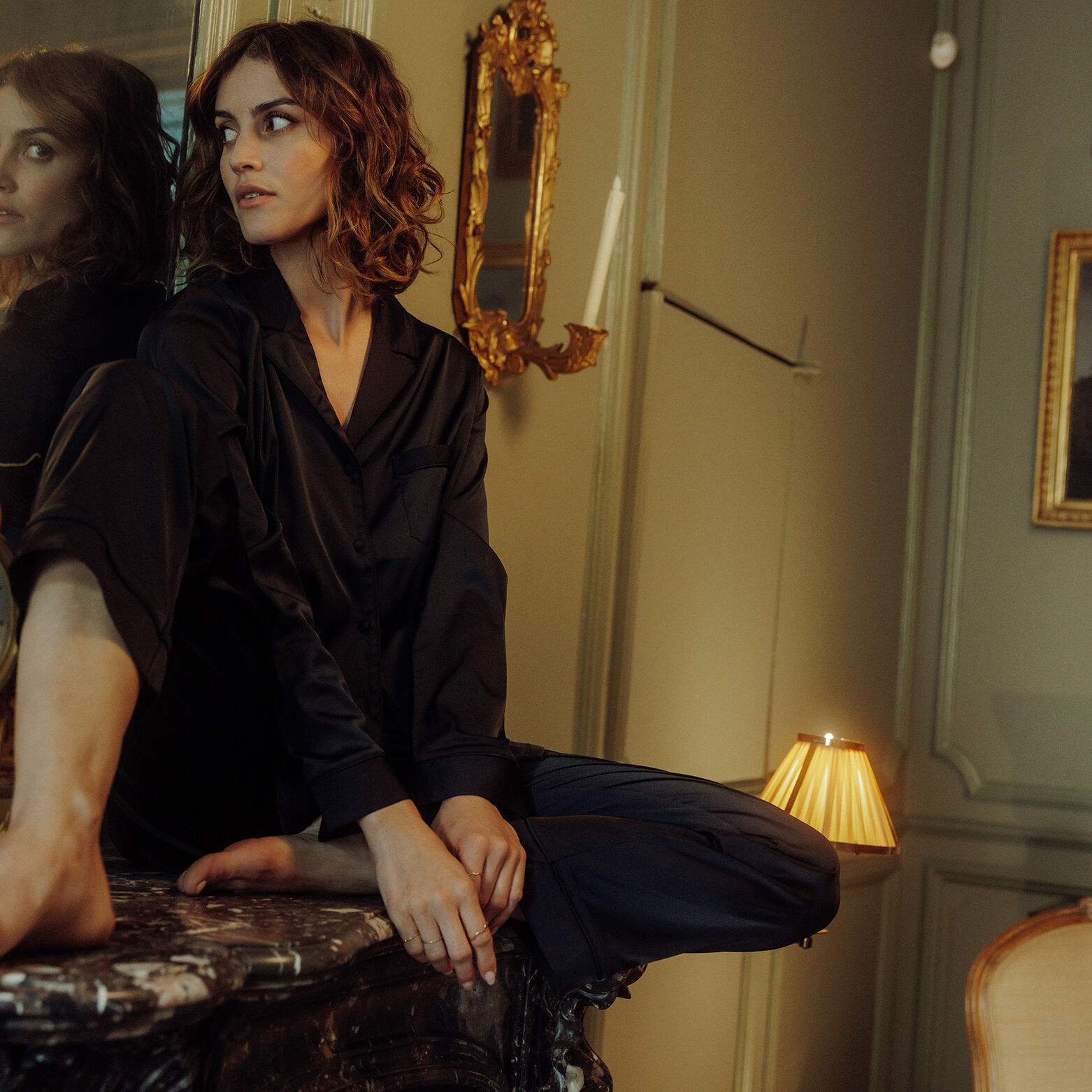 CHIMENE VESTE SATIN  NOIR