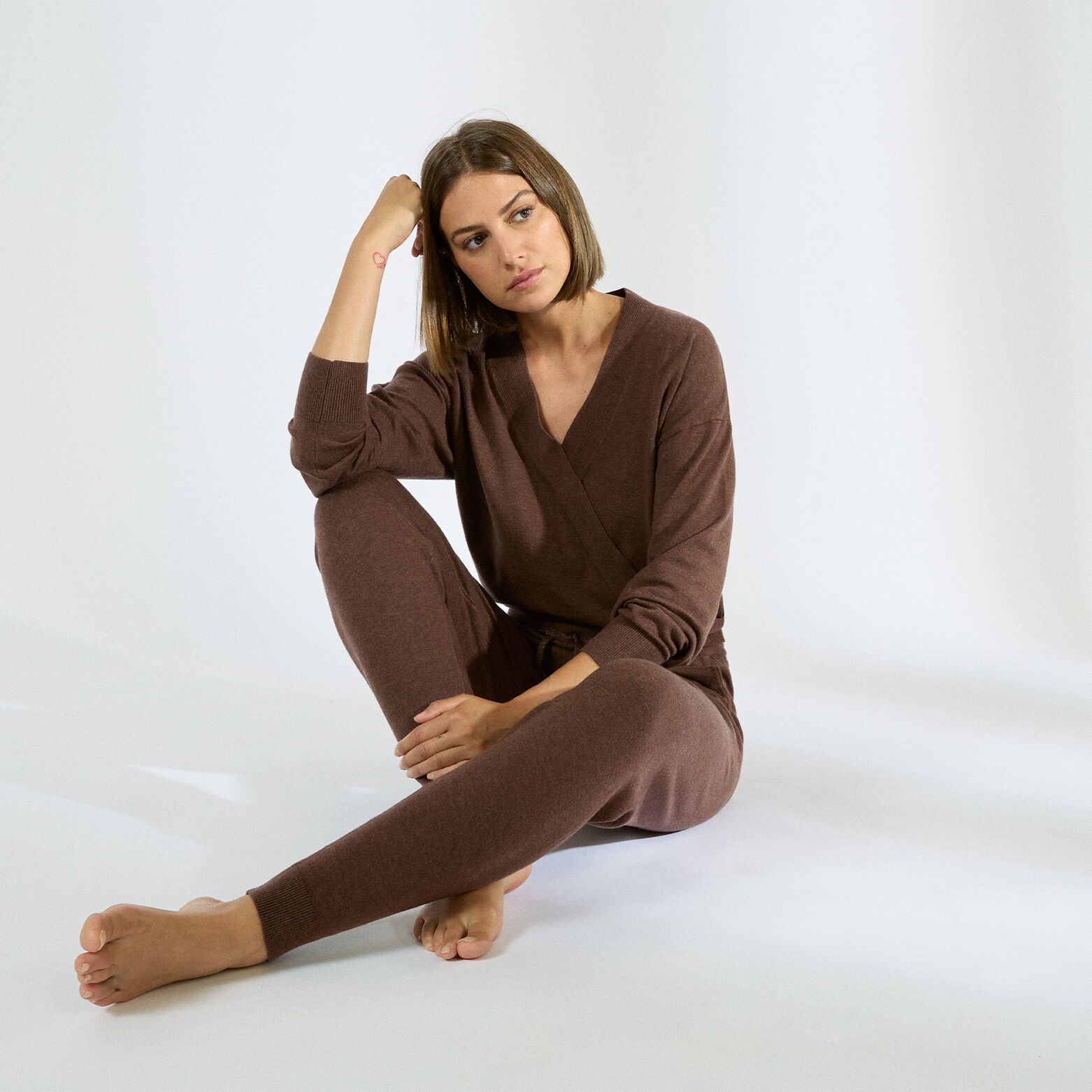 FEERIE PANTALON EN TRICOT MARRON